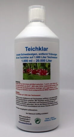 1 Liter Teichklar - Bindet Schwebealgen, Entfernt Trübungen, Für 20.000 Liter Wasser