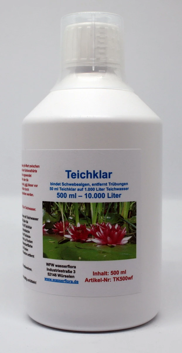 500 ml Teichklar - bindet Schwebealgen, entfernt Trübungen, für 10.000 Liter Wasser 500 Ml Teichklar - Bindet Schwebealgen, Entfernt Trübungen, Für 10.000 Liter Wasser -Wfw Wasserflora TK500wfw 1 1